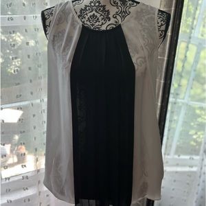 Sheer black and white tank blouse